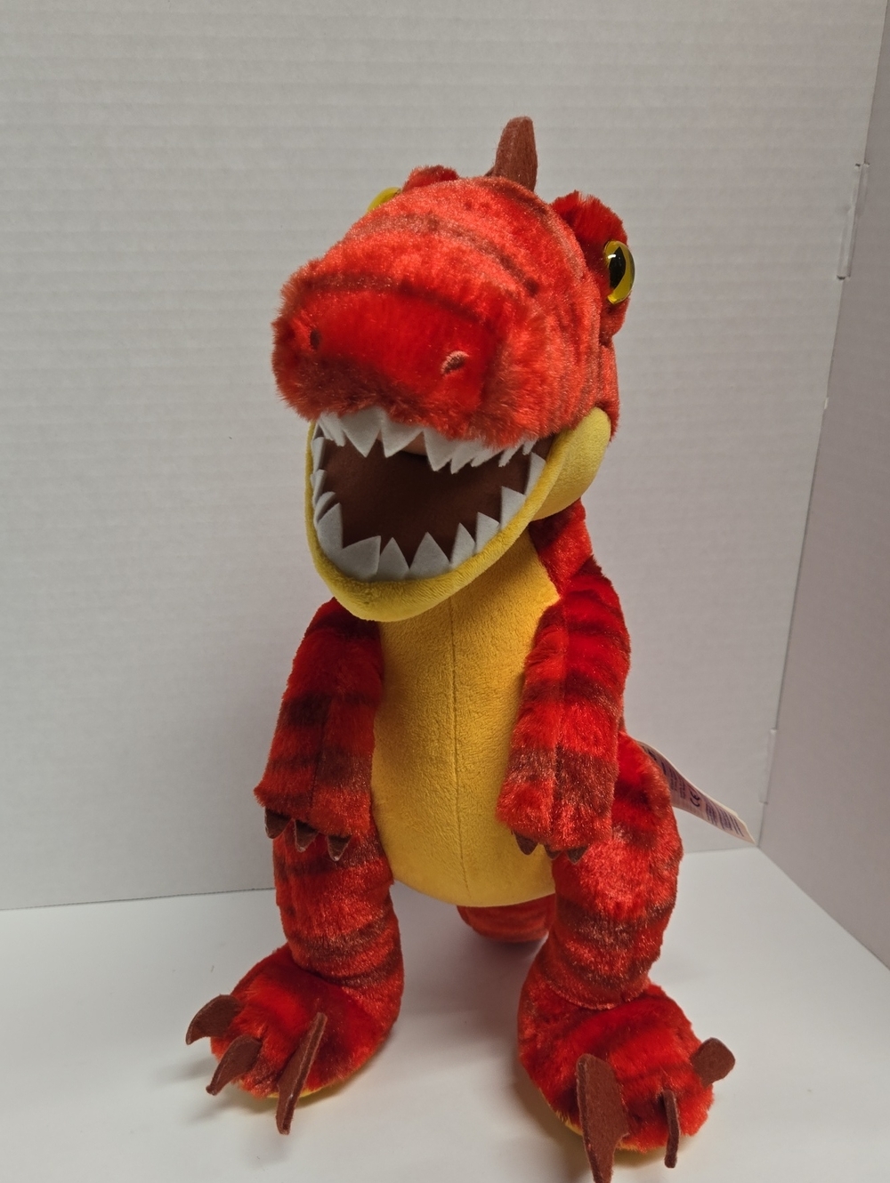 Build-a-Bear Red & Yellow Raptor Dinosaur Plush 16" EUC
